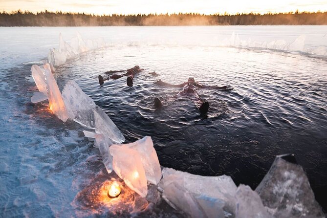 Aurora Arctic Ice Floating in Rovaniemi, Small-group - How the Night Runs: 7:00 pm Pickup to Lake Ice Hole