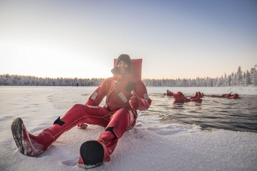 Daytime Ice Floating Rovaniemi, Frozen Lake Experience - The lake time itself, buoyancy, ice, and why it feels so calm