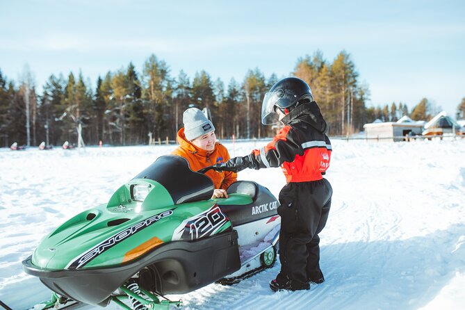Family Snowmobiling in Rovaniemi, Apukka Resort - Kids in sleighs, kids on mini snowmobiles: what your child will likely feel