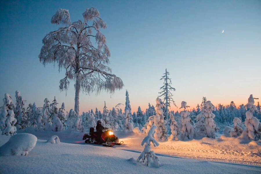 Levi: Evening Snowmobile Safari - Campfire stop: sausage, pastry, hot drinks, and Lapland stories
