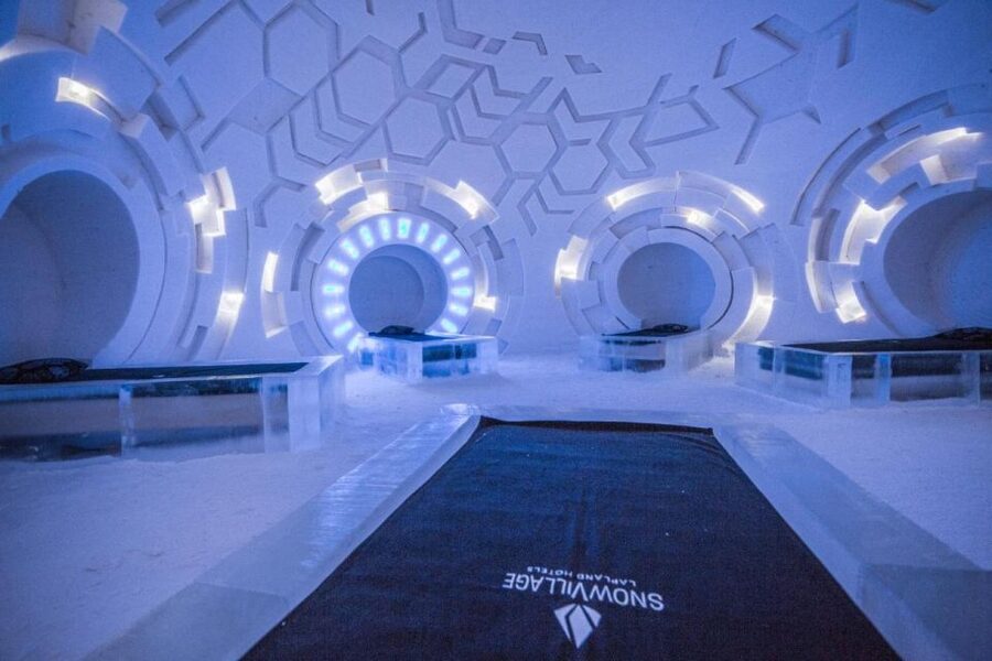 Levi: Trip to Lapland Snow Village with Entry Tickets - The guided hour: hotel and chapel, plus why the design details matter