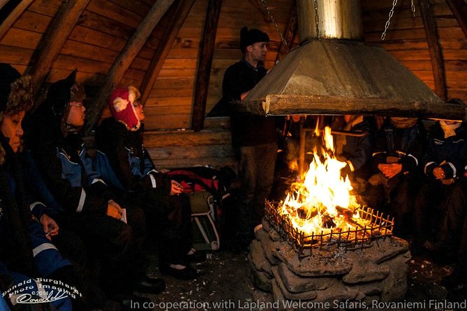 Northern Lights Snowmobile Driving Safari - The mountain hideaway and wooden tepee: fire warmth plus Arctic stories