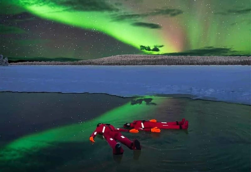 Rovaniemi: Ice Floating in Forest Lake with Aurora Borealis - Quick highlights from this ice-floating aurora setup