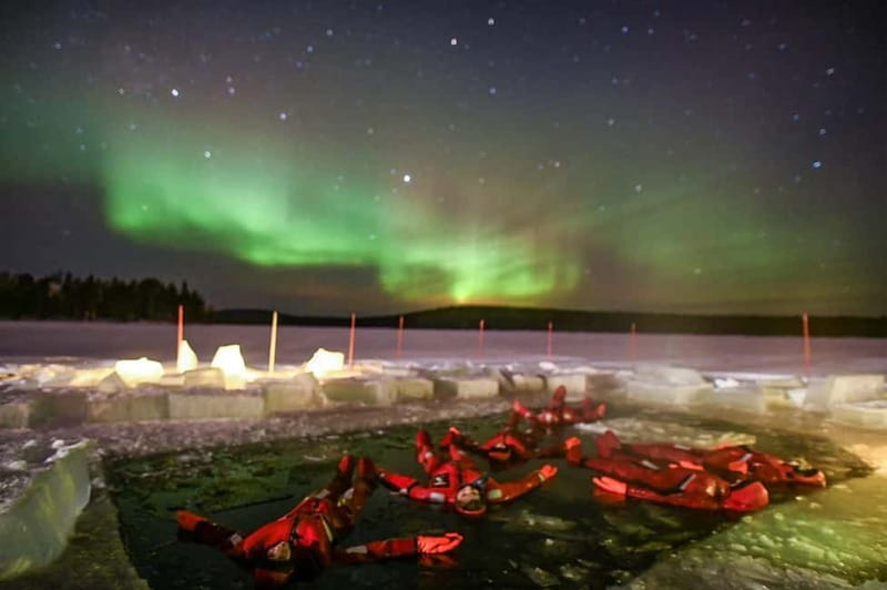Rovaniemi: Ice Floating in Forest Lake with Aurora Borealis - From Rovaniemi pickup to the frozen lake: how the night gets paced