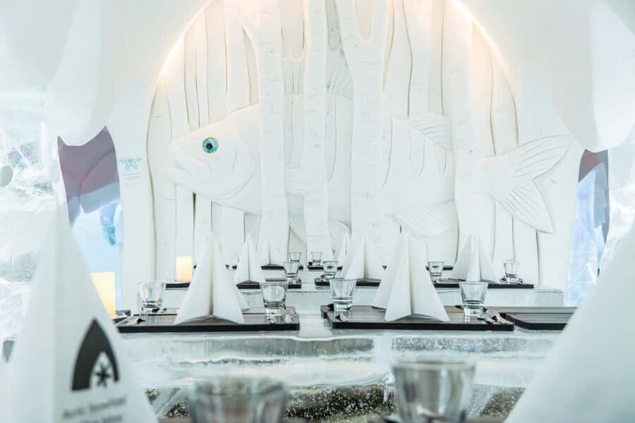 Rovaniemi: Snow Hotel Tour and Ice Restaurant Dinner - Your Menu Choices: Elk, Salmon, Chicken, or Vegan Falafel